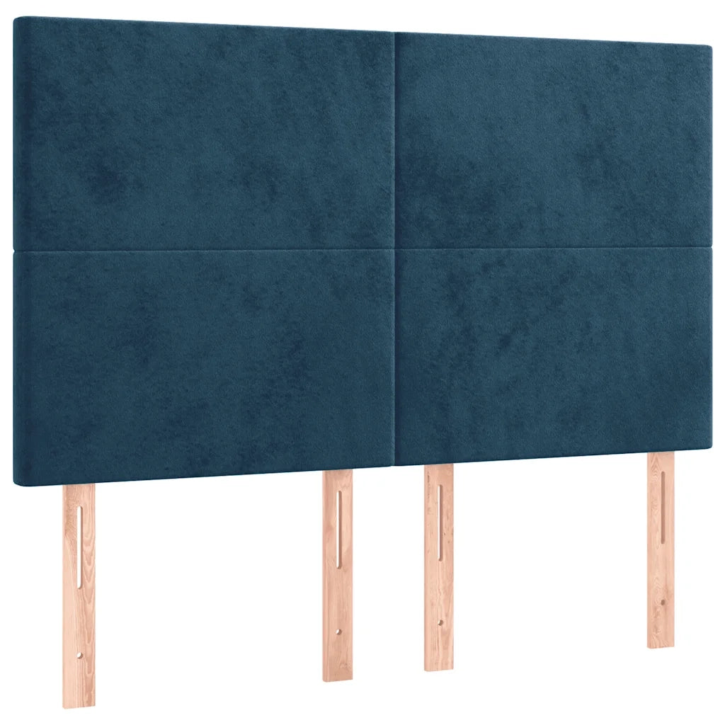 Letto a Molle con Materasso e LED Blu Scuro 140x190 cm