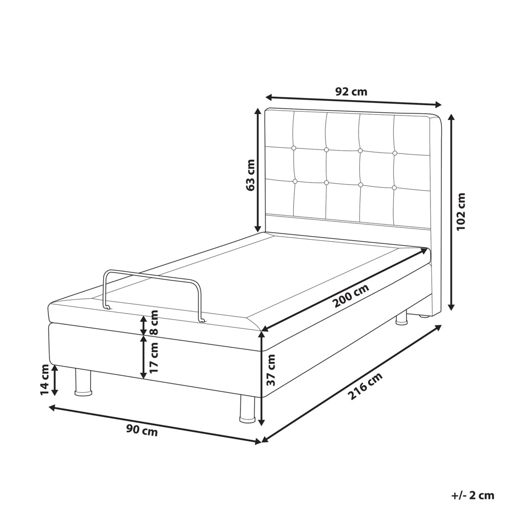 Letto Tessuto Grigio Chiaro Elettrico Regolabile con Telecomando 90 x 200 cm