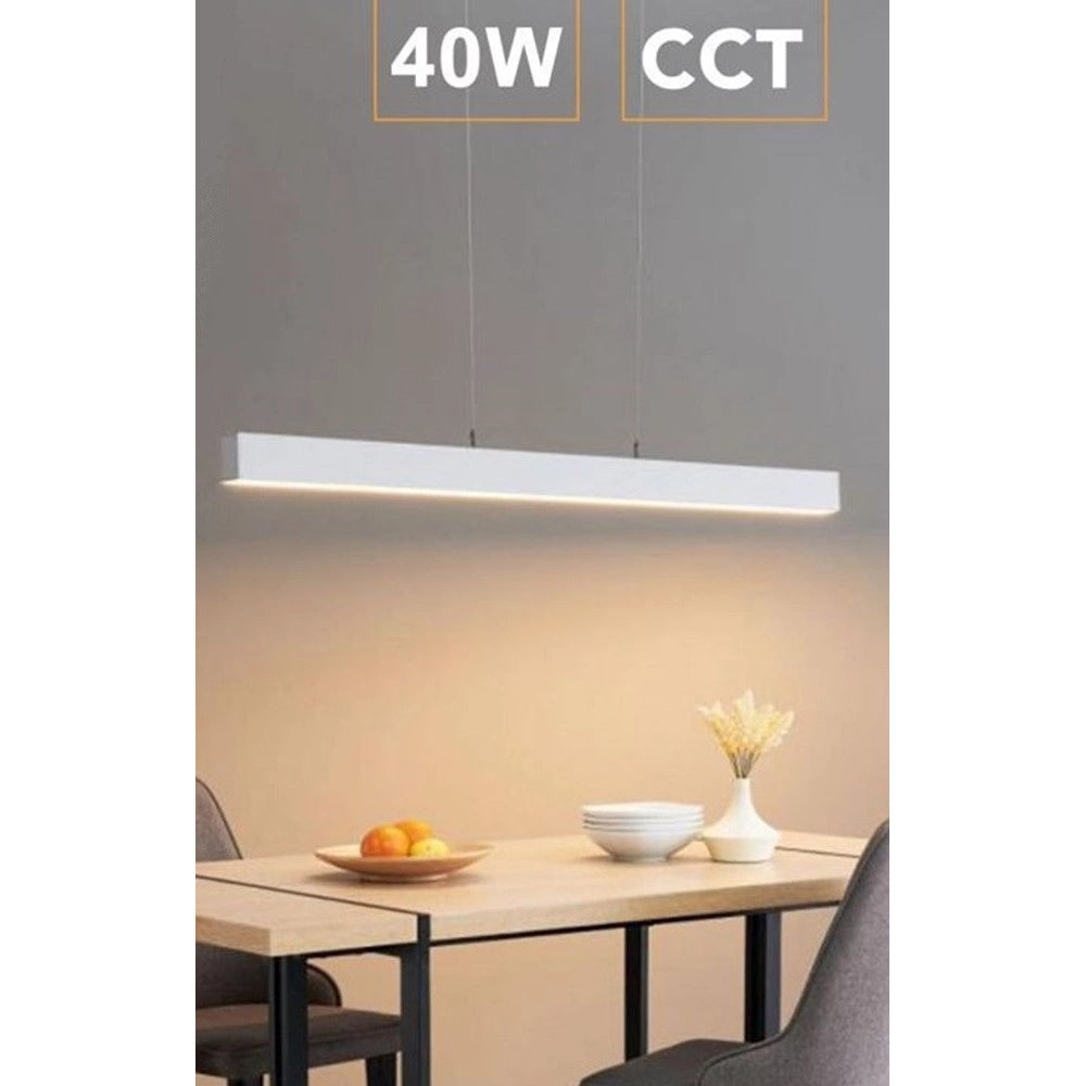 Trade Shop - Lampadario Led Lineare A Sospensione Soffitto 40w Modulare Tecnologia Cct Ll57-120c-3c - Bianco