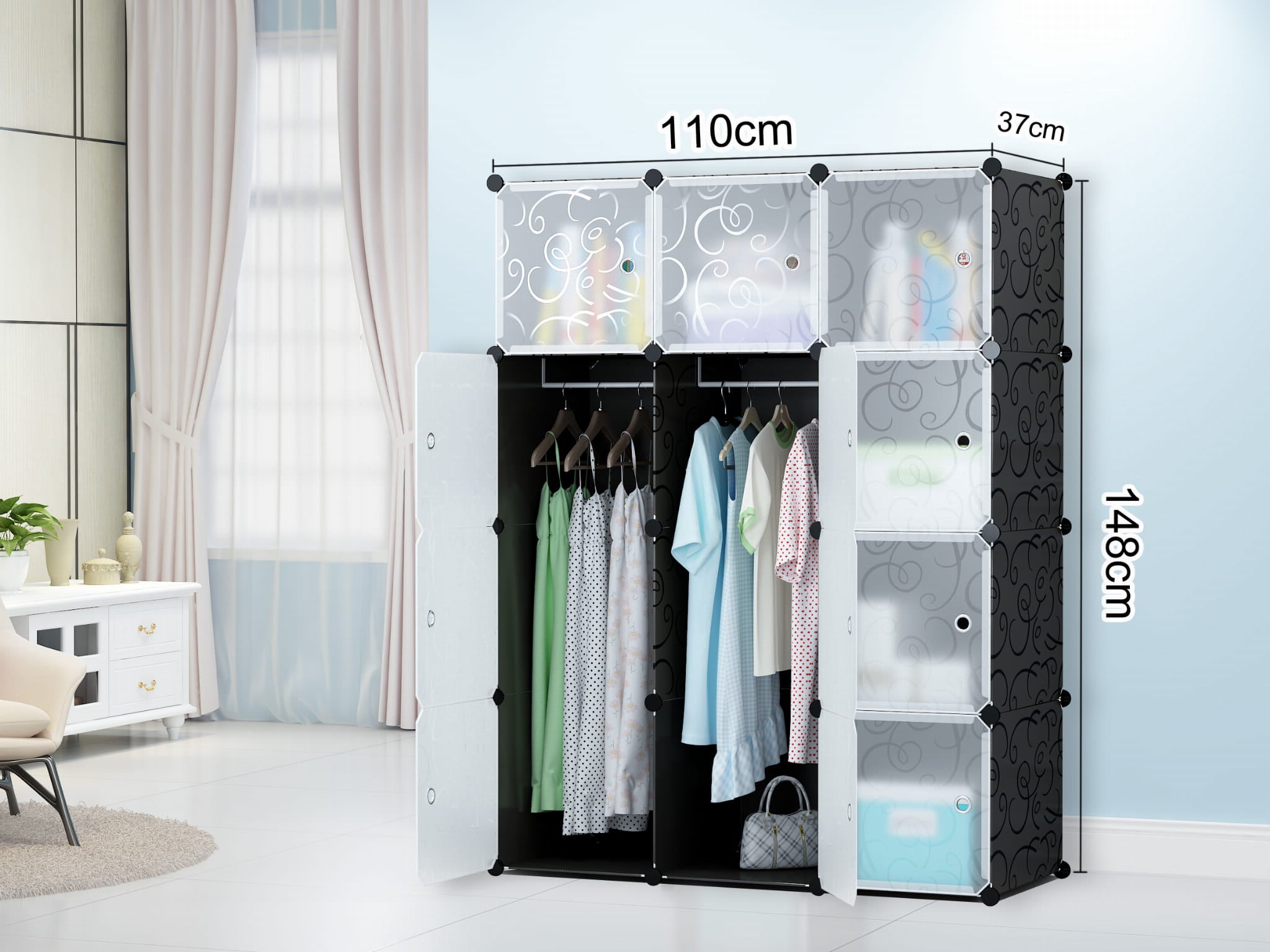 Armadio modulare Valora 12X salvaspazio nero fantasia x2