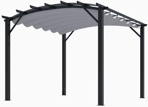 Pergola Foresta gazebo in alluminio ad arco con telo retrattile colore grigio, dimensioni 340x330x240H