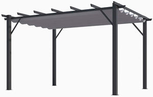 Pergola Foresta gazebo in alluminio con telo retrattile colore grigio, 140gr, dimensioni 400x300x230H