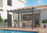 Pergola Foresta gazebo in alluminio con telo retrattile colore grigio, 140gr, dimensioni 400x300x230H