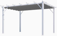 Pergola Foresta gazebo in alluminio colore bianco con telo retrattile grigio 140g/mq, dimensioni 400x300x230H