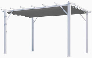 Pergola Foresta gazebo in alluminio colore bianco con telo retrattile grigio 140g/mq, dimensioni 400x300x230H