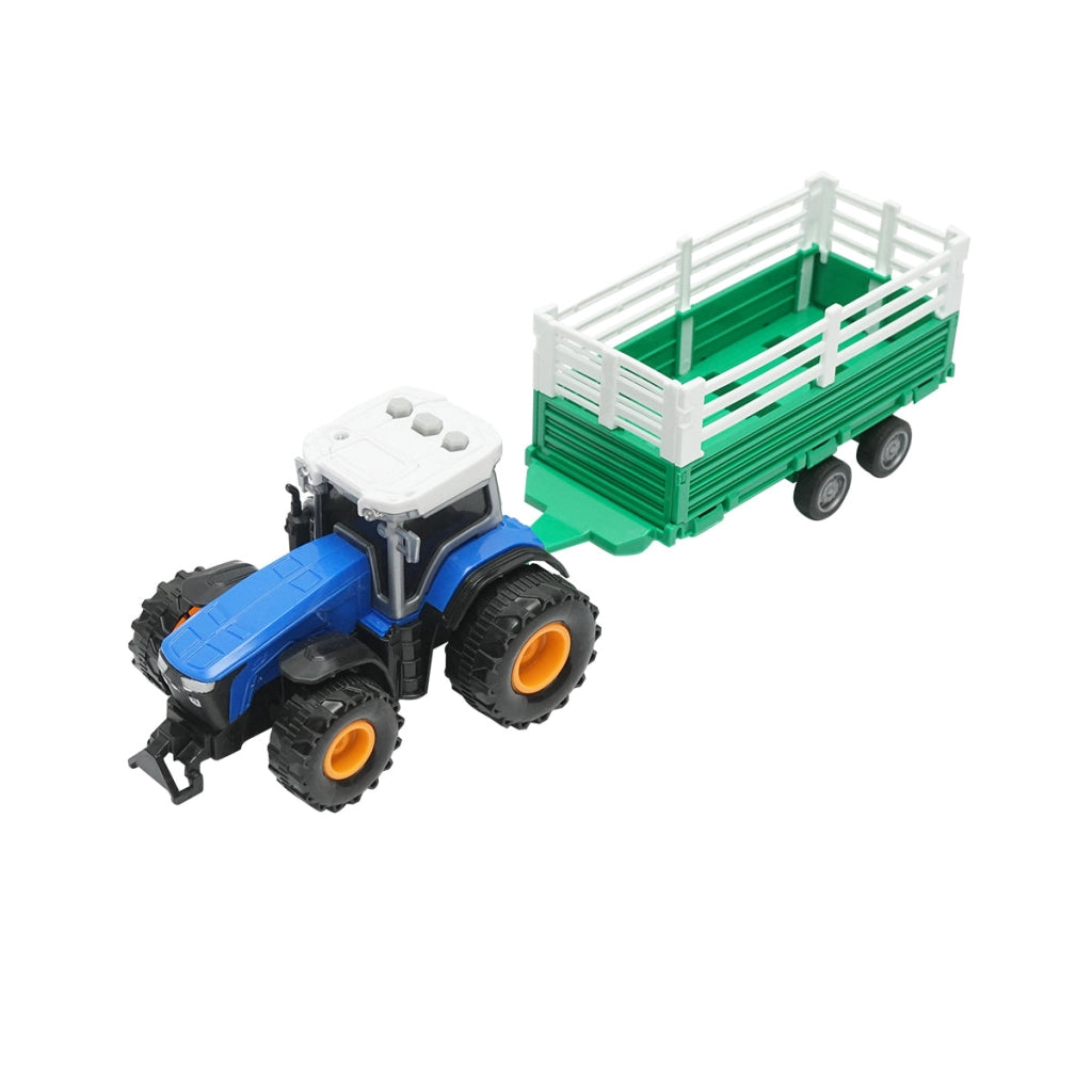 Trattore blu con rimorchio, 304x85x83mm giocattolo per bambini +3 anni