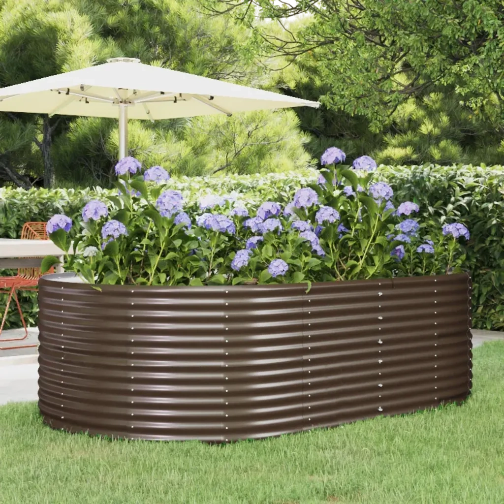 Letto Giardino Acciaio Zincato 212x140x68 cm Marrone 319095