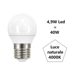 LAMPADINA SFERETTA A LED 4,9W LUCE NATURALE 4000K 470 LUMEN E27 BOT LIGHTING