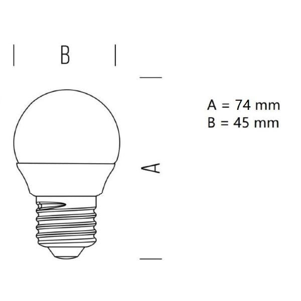 LAMPADINA SFERETTA A LED 4,9W LUCE FREDDA 6500K 470 LUMEN E27 BOT LIGHTING