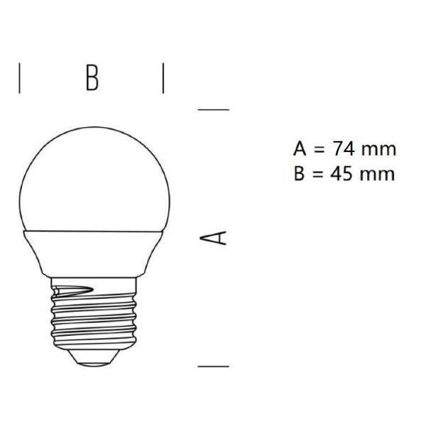 LAMPADINA SFERETTA A LED 4,9W LUCE NATURALE 4000K 470 LUMEN E27 BOT LIGHTING