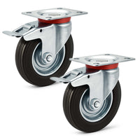 Set 2 ruote piroettanti, freno doppio blocco, Rotella 160mm max 130kg, metallo e gomma piena