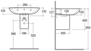 Semicolonna lavabo serie origin