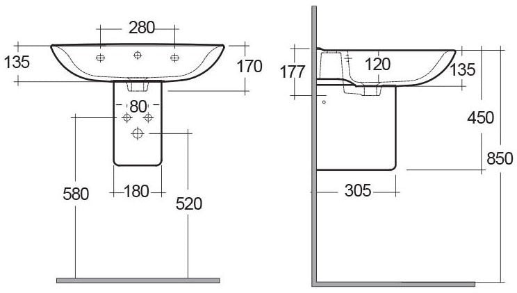 Semicolonna lavabo serie origin