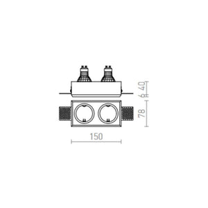 Lampada QUO R II da incasso gesso 230V GU10 2x8W