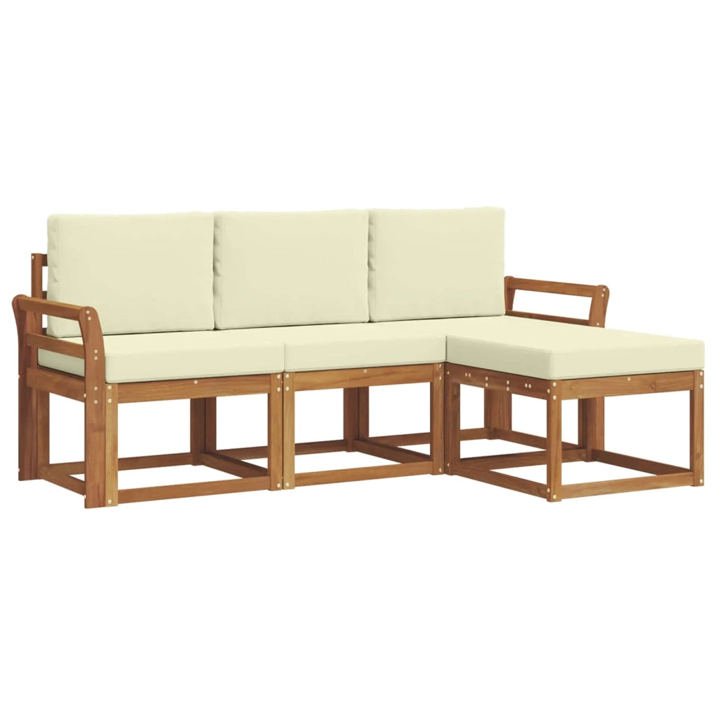 Set di divani da esterno con cuscino 4 pcs Naturale e Crema