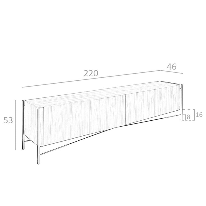Porta TV in noce e acciaio scuro
