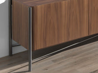 Porta TV in noce e acciaio scuro