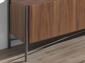 Porta TV in noce e acciaio scuro