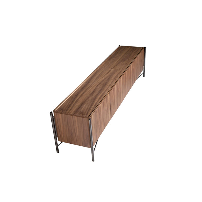 Porta TV in noce e acciaio scuro