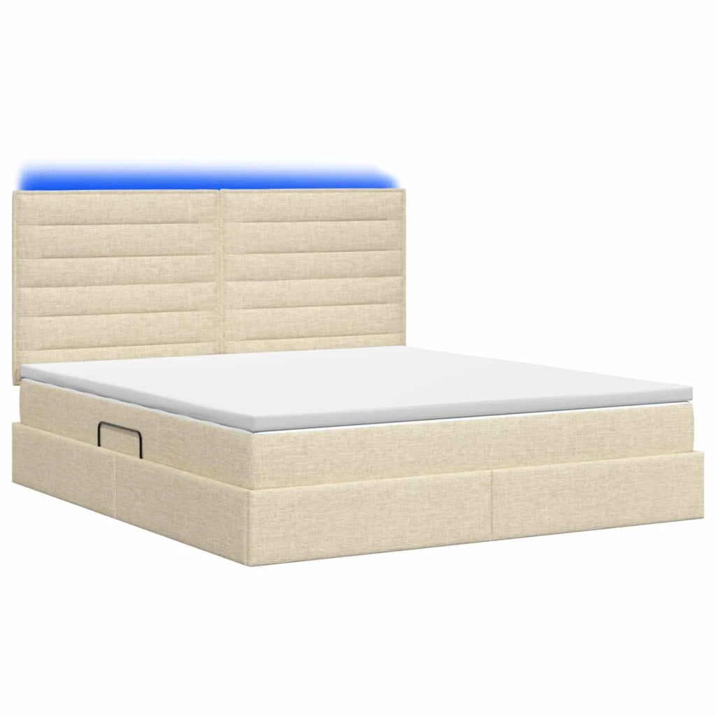 Letto con contenitore LED e materasso Crema 160 x 200 cm 3459895