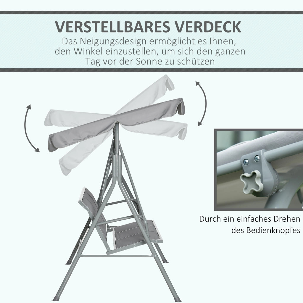 Vela oscillante regolabile 3 posti carico antiscivolo 240kg 171×108×154cm grigio