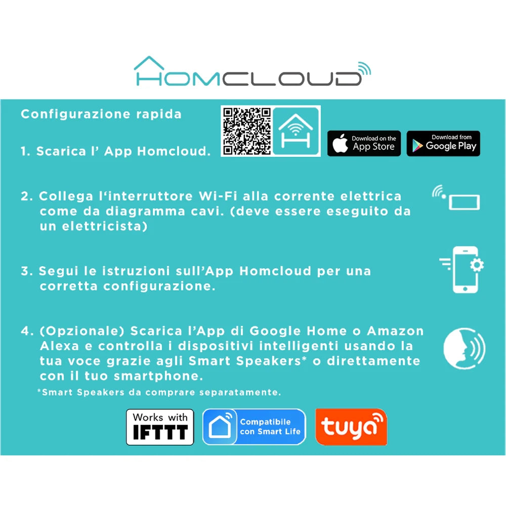 HOMCLOUD AS-SL1 DOMOTICA CONTROLLER STRISCE LED WIFI 12-24V RGB