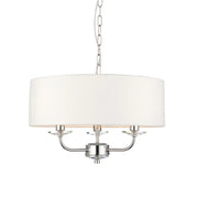 Lampadario 3 luci Nixon nichel chiaro paralumi bianchi E14