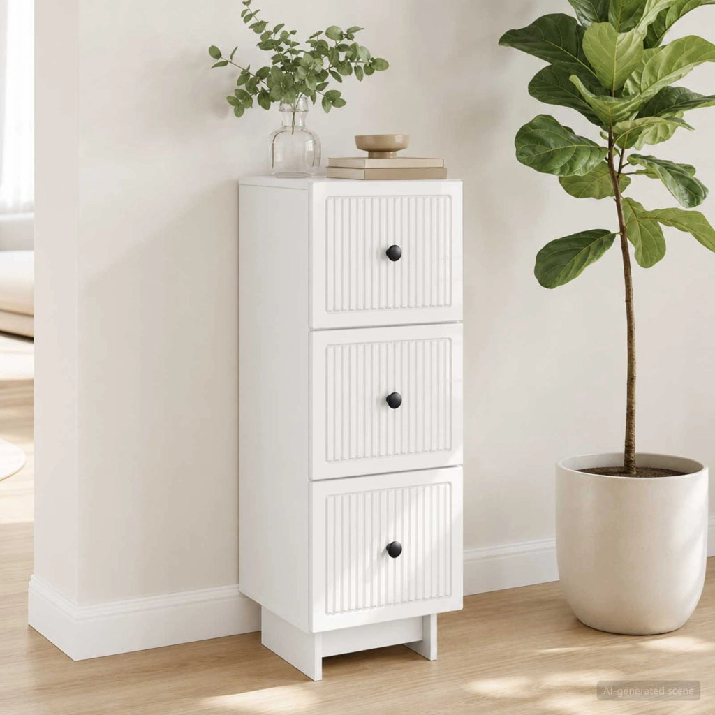 Mobile con Cassetti Bianco Lucido 33 x 34,5 x 90 cm 893929