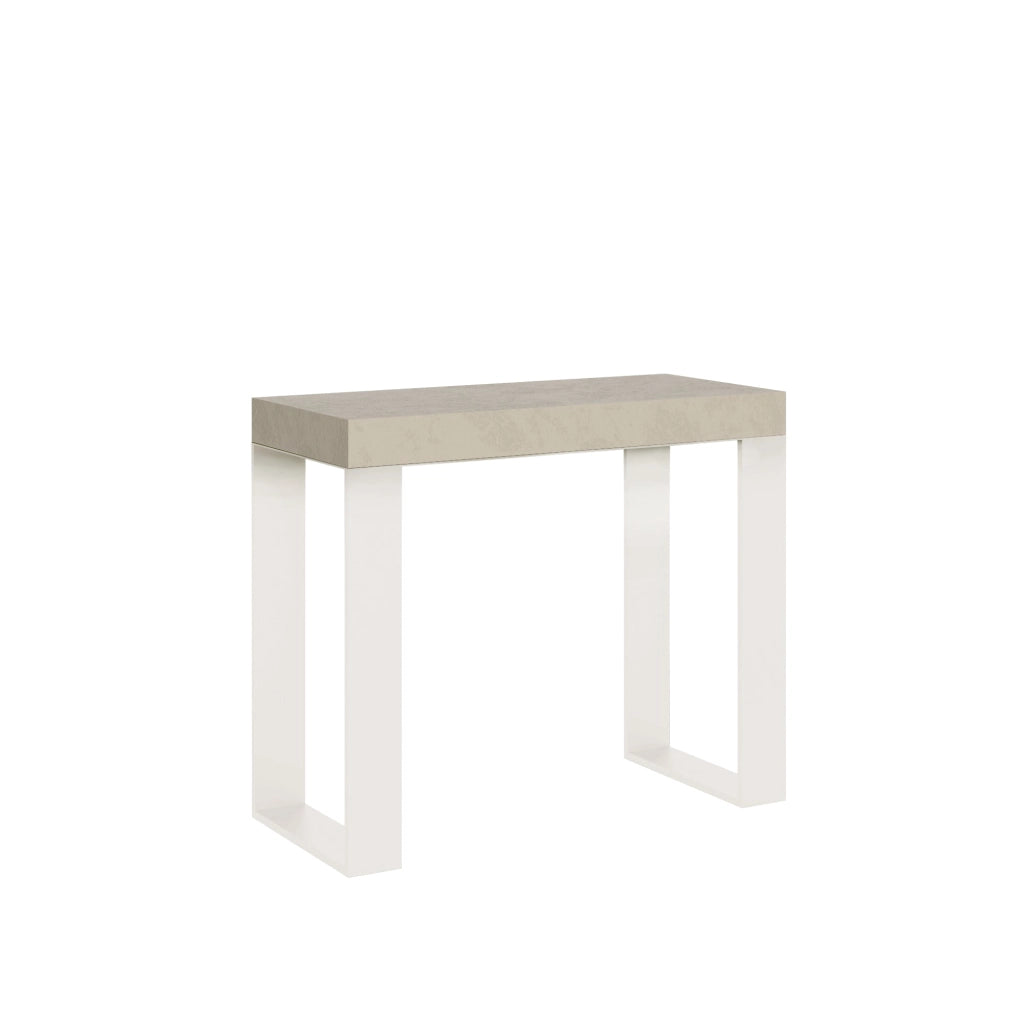 Consolle Allungabile 90-196x40x77 cm Tecno Small Cashmere Telaio Bianco