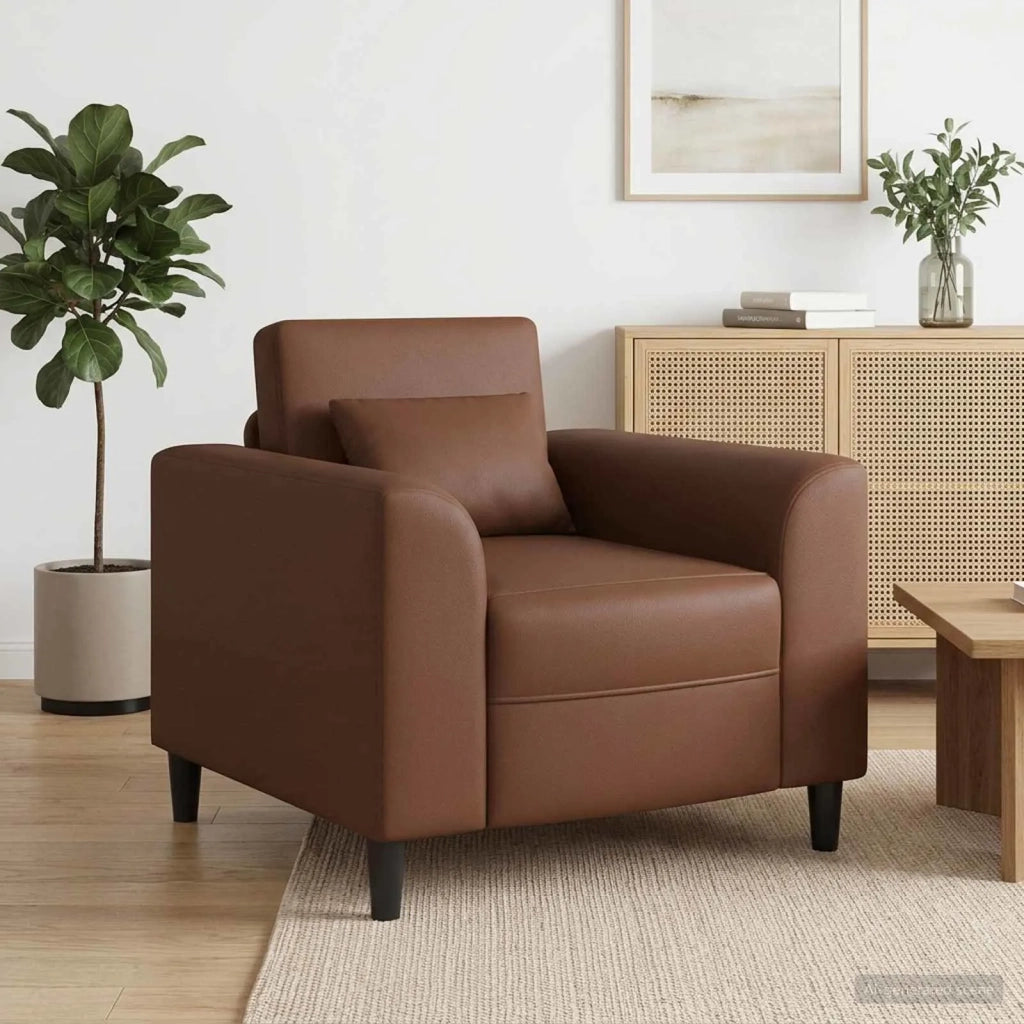 Poltrona-Divano Sedia-Poltroncina Marrone Similpelle
