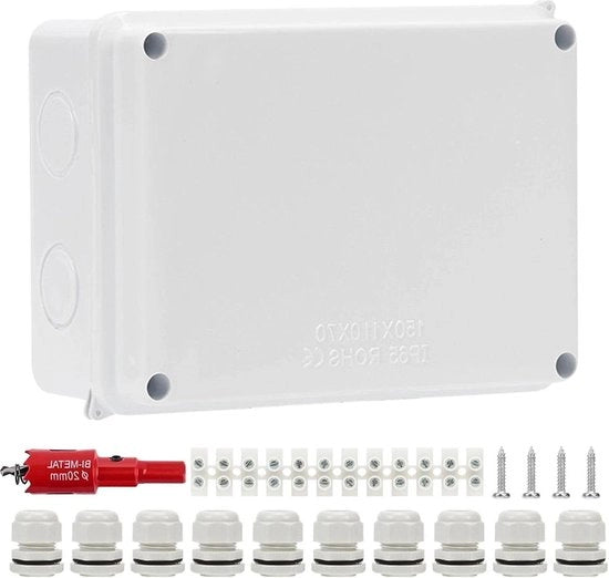 Scatola di distribuzione acqua e polvere IP65 - dimensioni 15x11x7cm - ambienti umidi esterni - cassa di connessione elettrica esterna - diametro cavo Ø 6-12 mm.