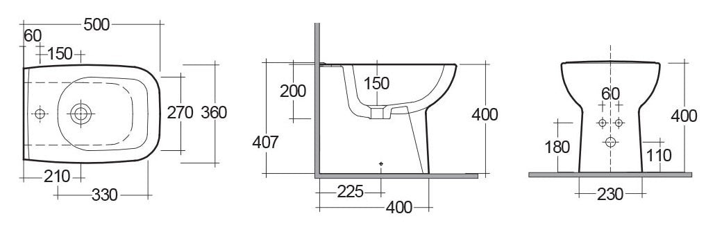 Bidet serie origin filo muro