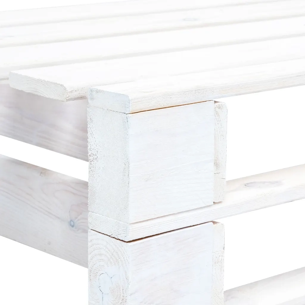 Panca Angolare da Giardino su Pallet in Legno Bianca 45760
