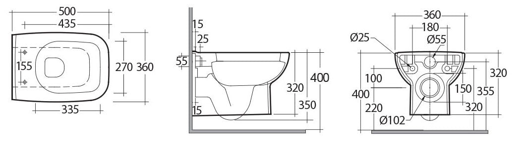 Vaso sospeso origin con scarico universale