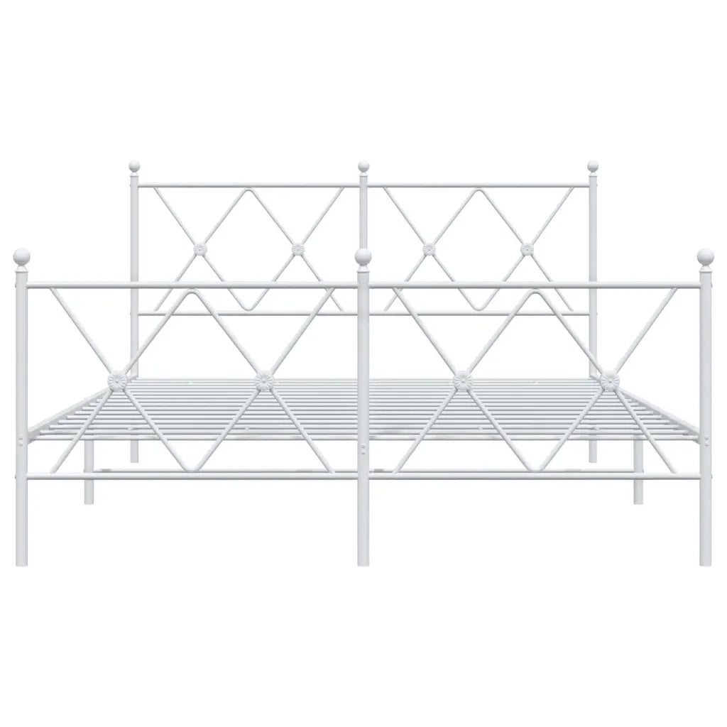 Giroletto con Testiera e Pediera Metallo Bianco 140x200 cm 376570