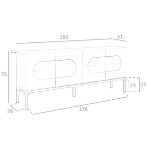 Credenza in legno grigio e noce con illuminazione interna