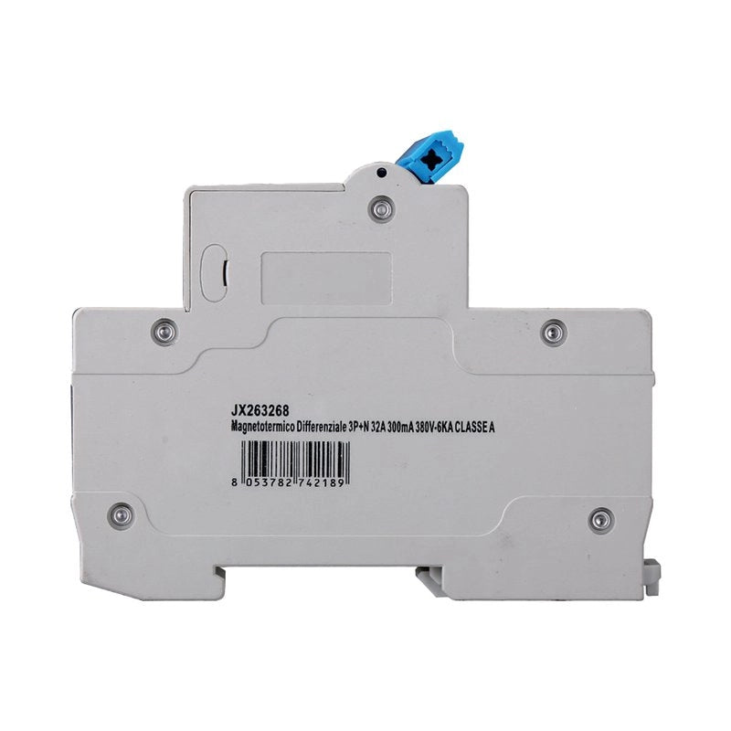 RCBO Interruttore Magnetotermico Differenziale Tipo A Curva C 3P+N 4M 6000A 300mA C32A AC 400V IP20 IEC61009-1