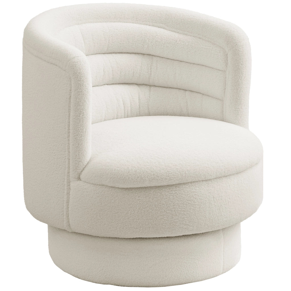 Poltrona girevole moderna in tessuto ¨C Xylo ¨C struttura legno di caucci¨´, crema