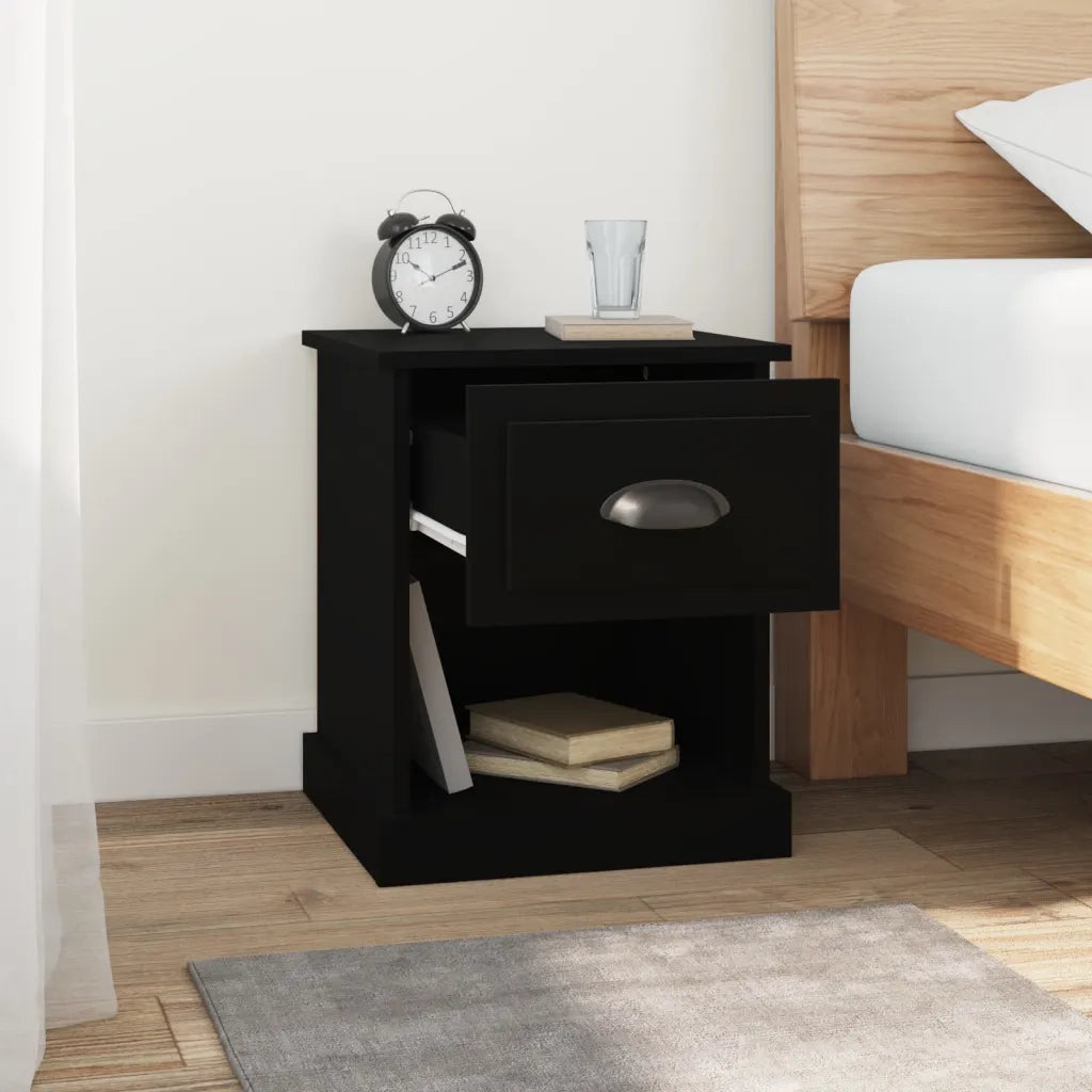 Comodino | Armadio da Notte | Mobiletto da notte Nero 39x39x47,5 cm in Legno Multistrato