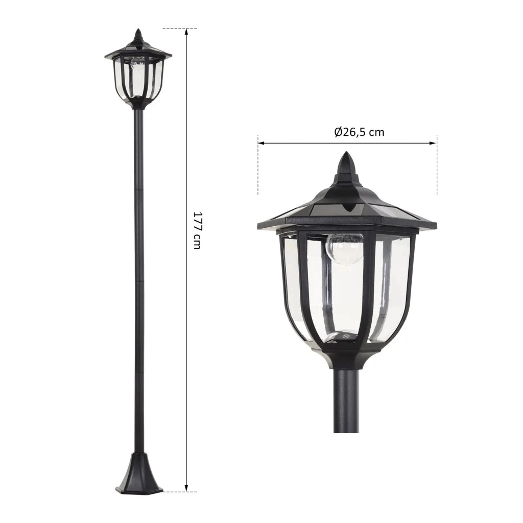 Lanterna Solare Da Giardino Luce Fredda Nero Plastica Per Esterni Accensione Automatica 6 Luci