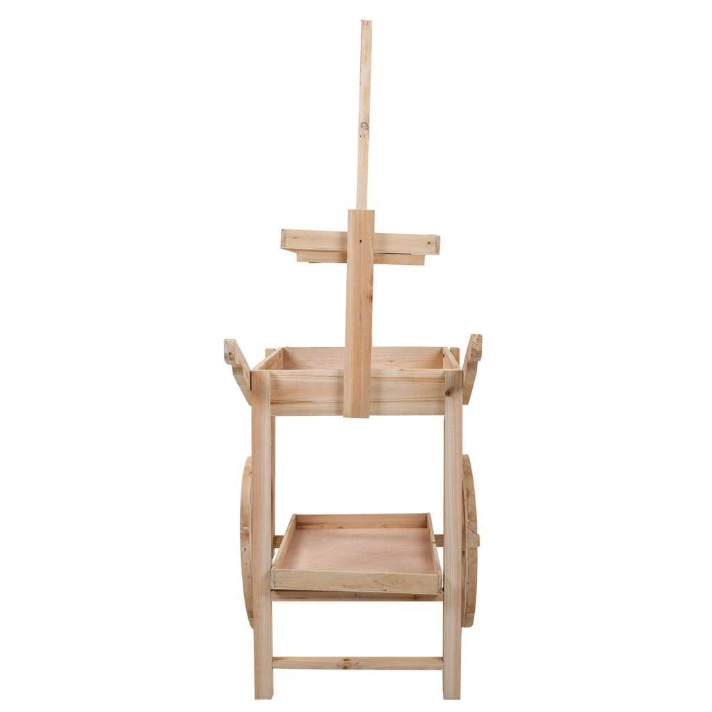 Carrello espositivo in legno marrone con lavagna 95x51x128h