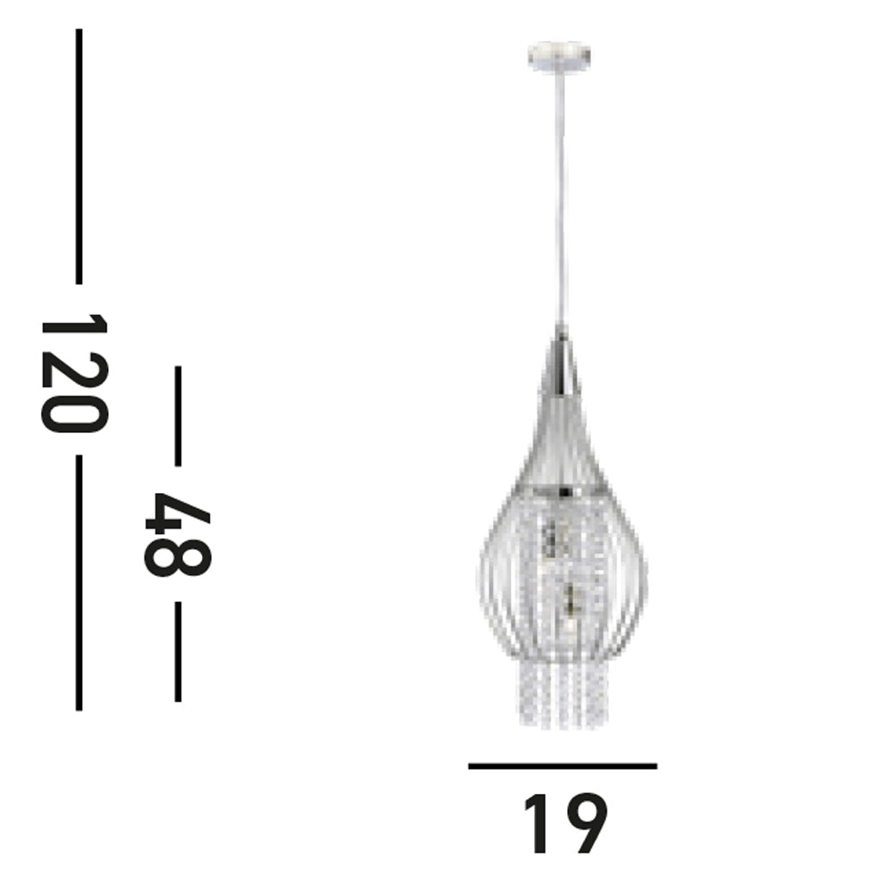 Lampadario Classico Razzo Acciaio Cromo Vetro 2 Luci G9