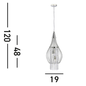 Lampadario Classico Razzo Acciaio Cromo Vetro 2 Luci G9