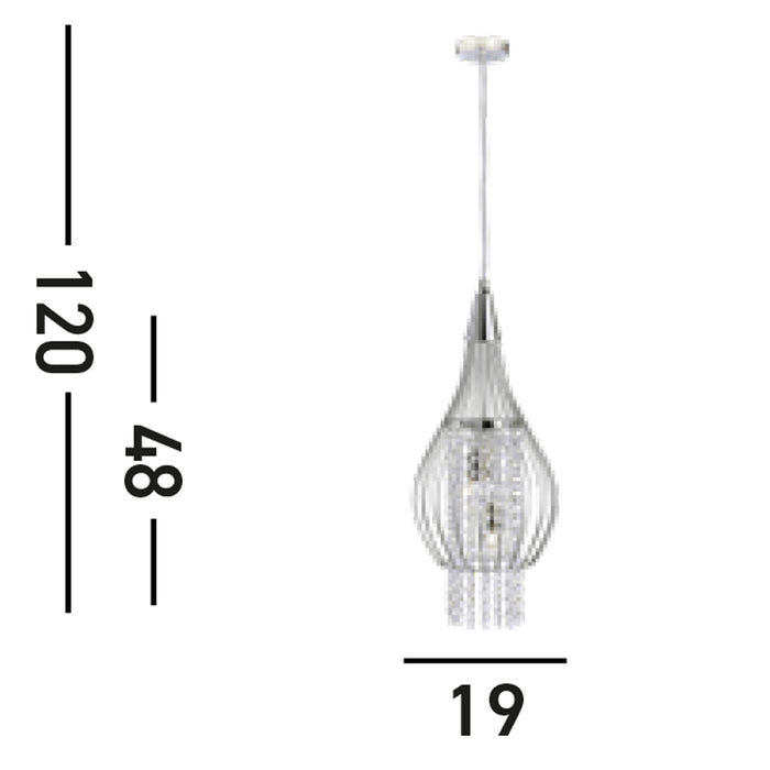 Lampadario Classico Razzo Acciaio Cromo Vetro 2 Luci G9