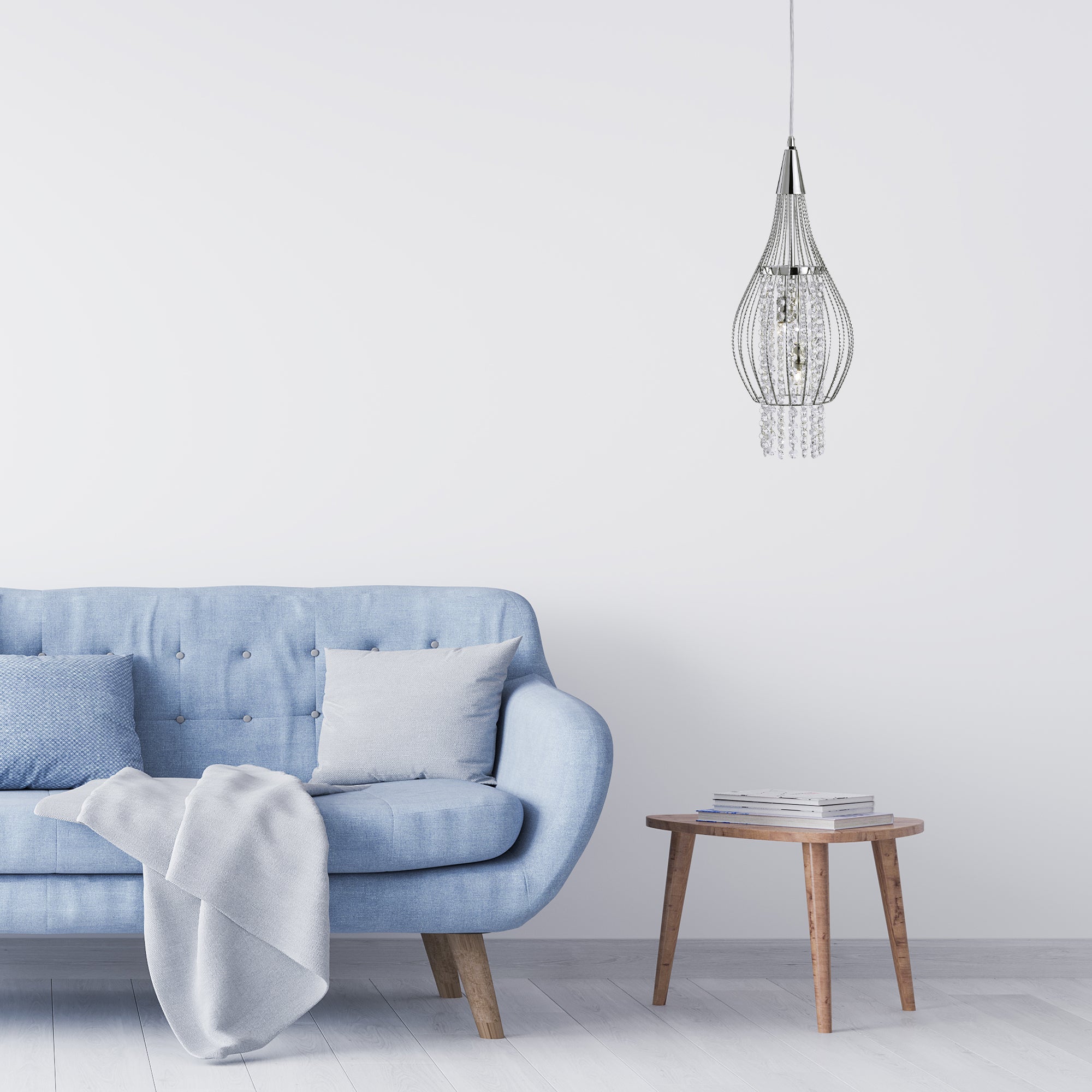 Lampadario Classico Razzo Acciaio Cromo Vetro 2 Luci G9