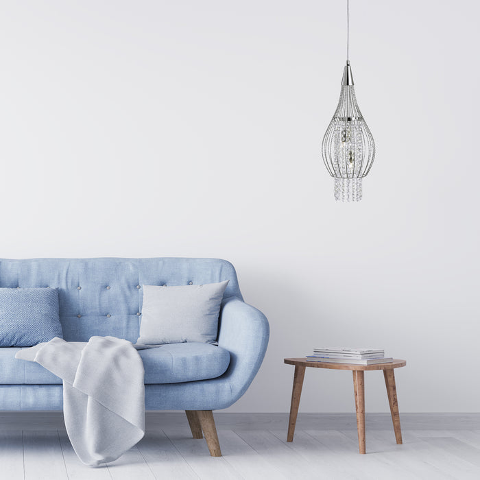 Lampadario Classico Razzo Acciaio Cromo Vetro 2 Luci G9