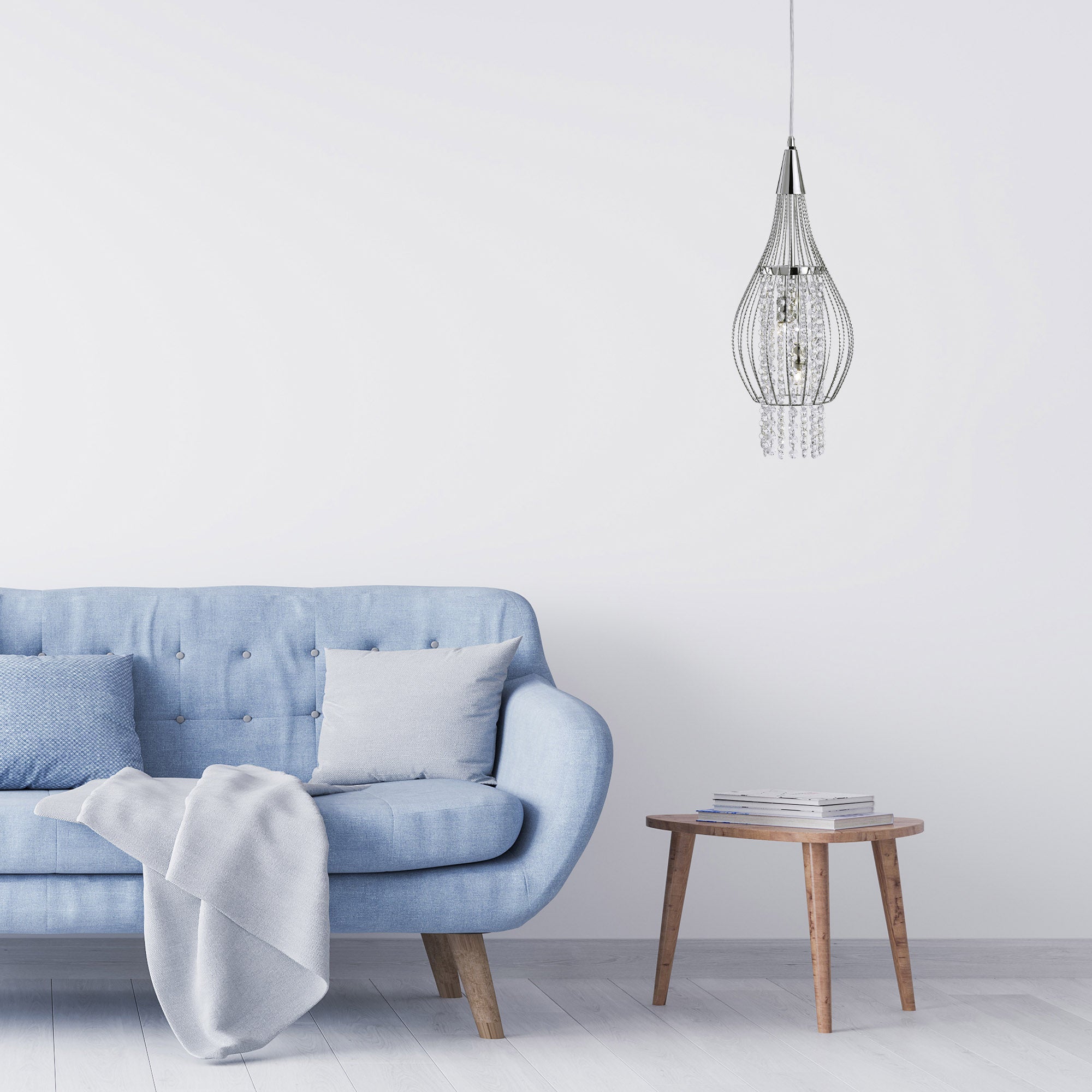 Lampadario Classico Razzo Acciaio Cromo Vetro 2 Luci G9