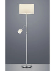 Piantana Hotel Nichel Paralume Tessuto Bianco Con Spot Lettura Trio Lighting