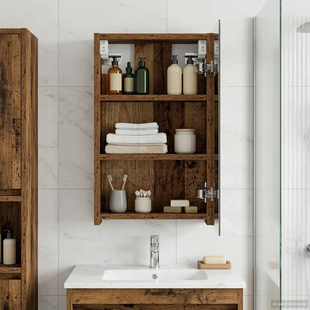 Mobiletto per specchio da bagno Legno vecchio 30 x 10,5 x 50 cm
