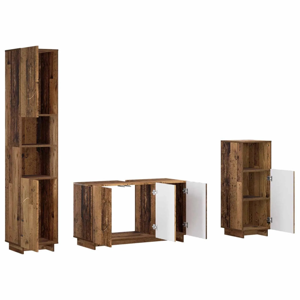 Set mobili da bagno 3 pz Legno antico Legno ingegnerizzato 3433062